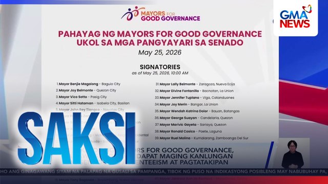 58 alkalde ng Mayors for Good Governance, nanawagang hindi dapat maging kanlungan ang Senado ng absenteeism at pagtatakipan | Saksi