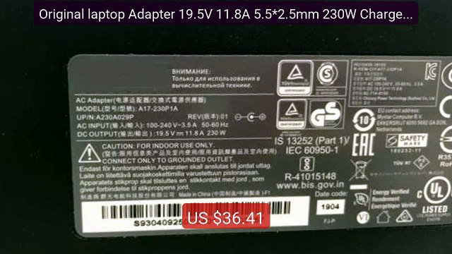 Original laptop Adapter 19.5V 11.8A 5.5*2.5mm 230W Charger For MSI ... Top Rated 2026 | Buy Now!