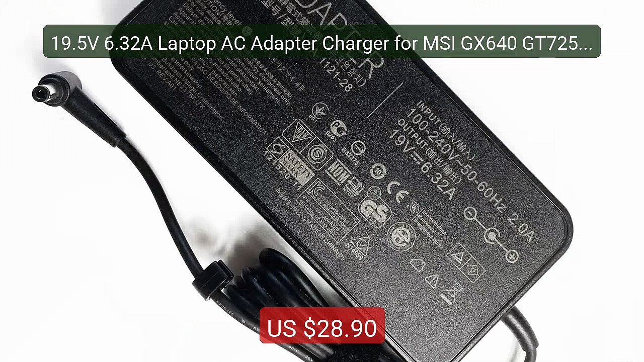 19.5V 6.32A Laptop AC Adapter Charger for MSI GX640 GT725 GT72... -- Hot Deal 2026 | Limited Offer!
