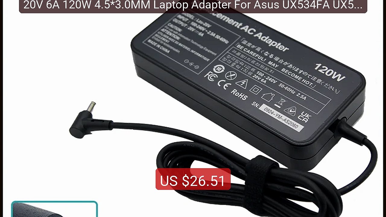 20V 6A 120W 4.5*3.0MM Laptop Adapter For Asus UX534FA UX534FT ... -- Hot Deal 2026 | Limited Offer!
