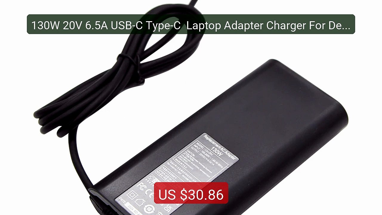130W 20V 6.5A USB-C Type-C  Laptop Adapter Charger For Dell... -- Top Pick 2026 | Unbeatable Price!