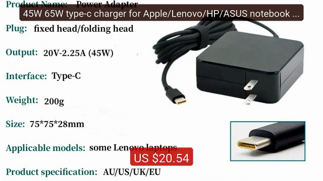45W 65W type-c charger for Apple/Lenovo/HP/ASUS notebook power adap... Top Rated 2026 | Buy Now!