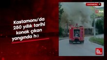 Kastamonu’da 250 yıllık tarihi konak çıkan yangında hasar gördü