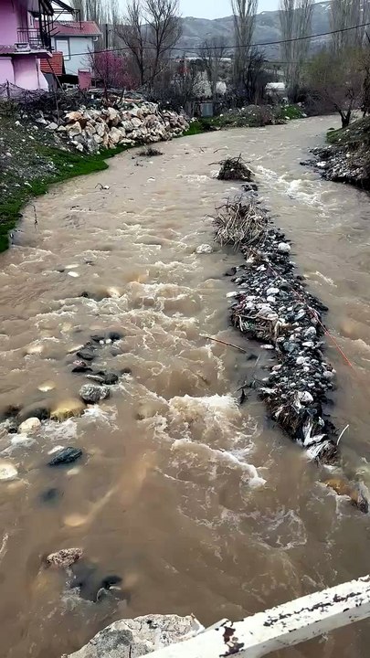 When the weather gets warmer, the snow melts and the water level rises.