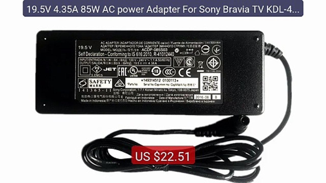 19.5V 4.35A 85W AC power Adapter For Sony Bravia TV KDL-48R470... -- Hot Deal 2026 | Limited Offer!