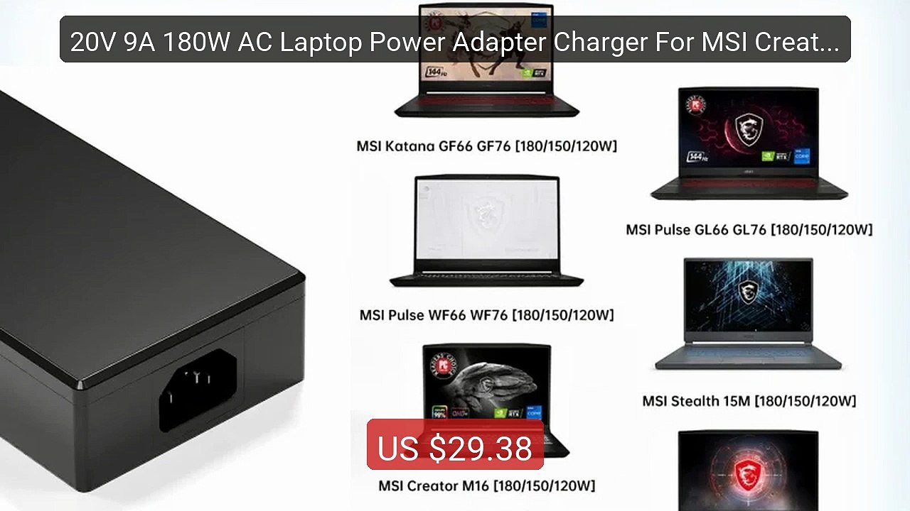 20V 9A 180W AC Laptop Power Adapter Charger For MSI Creator M1... -- Best Buy 2026 | Great Quality!