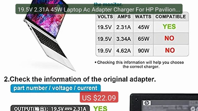 19.5V 2.31A 45W Laptop Ac Adapter Charger For HP Pavilion x360... Best Buy 2026 | Great Quality!
