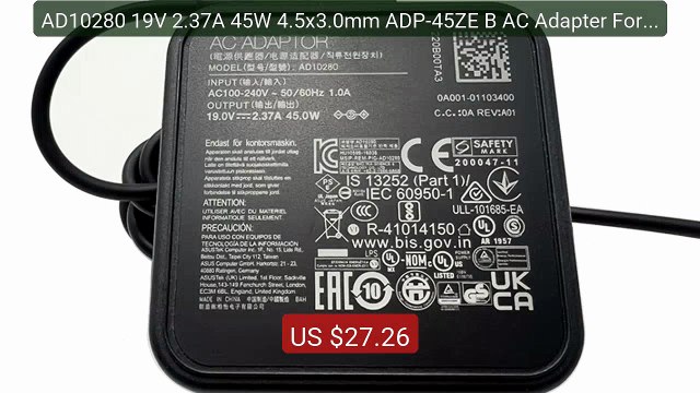 AD10280 19V 2.37A 45W 4.5x3.0mm ADP-45ZE B AC Adapter For ASU... Amazing Value 2026 | Must Have!