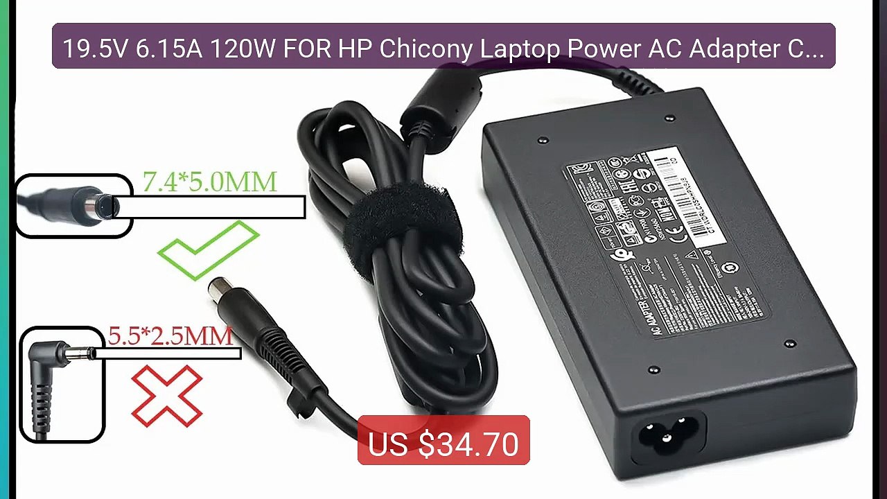 19.5V 6.15A 120W FOR HP Chicony Laptop Power AC...