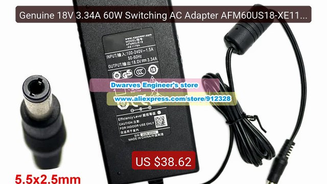 Genuine 18V 3.34A 60W Switching AC Adapter AFM60US18-XE1179A Lapto... Best Deal 2026 | Shop Now!