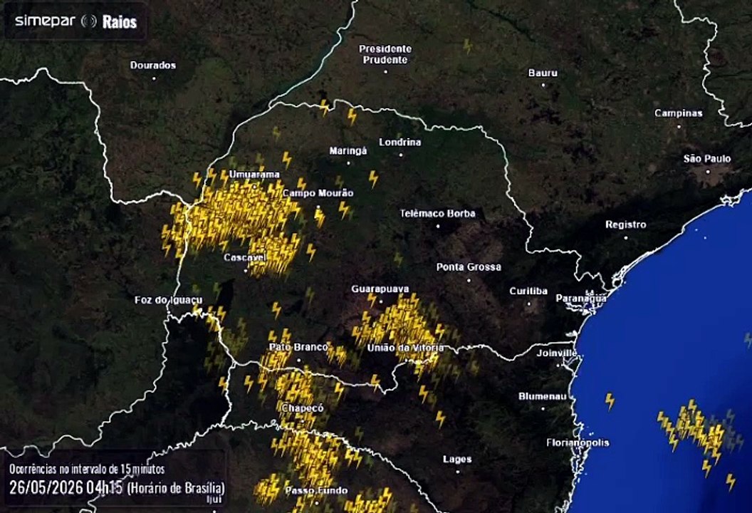 Região de Umuarama fica entre as mais atingidas por raios no estado durante tempestade