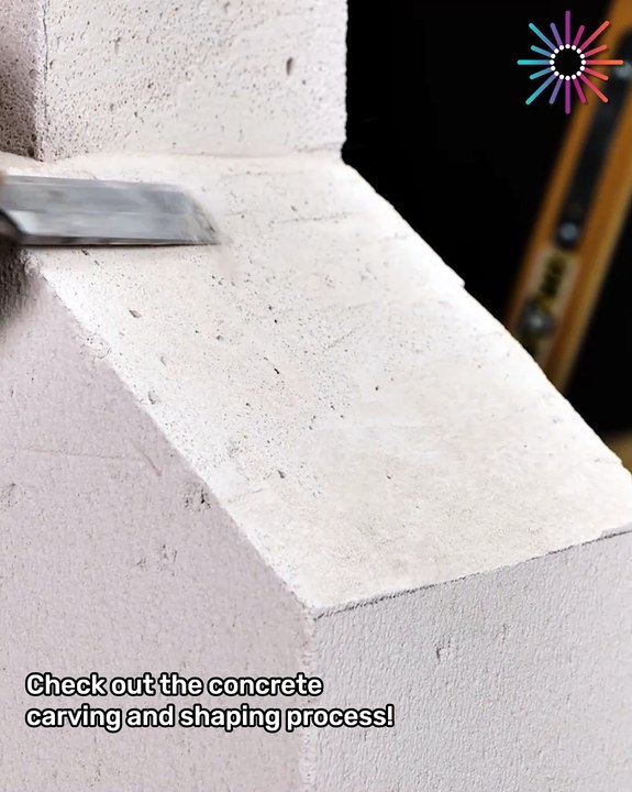 Concrete carving and shaping process!💯