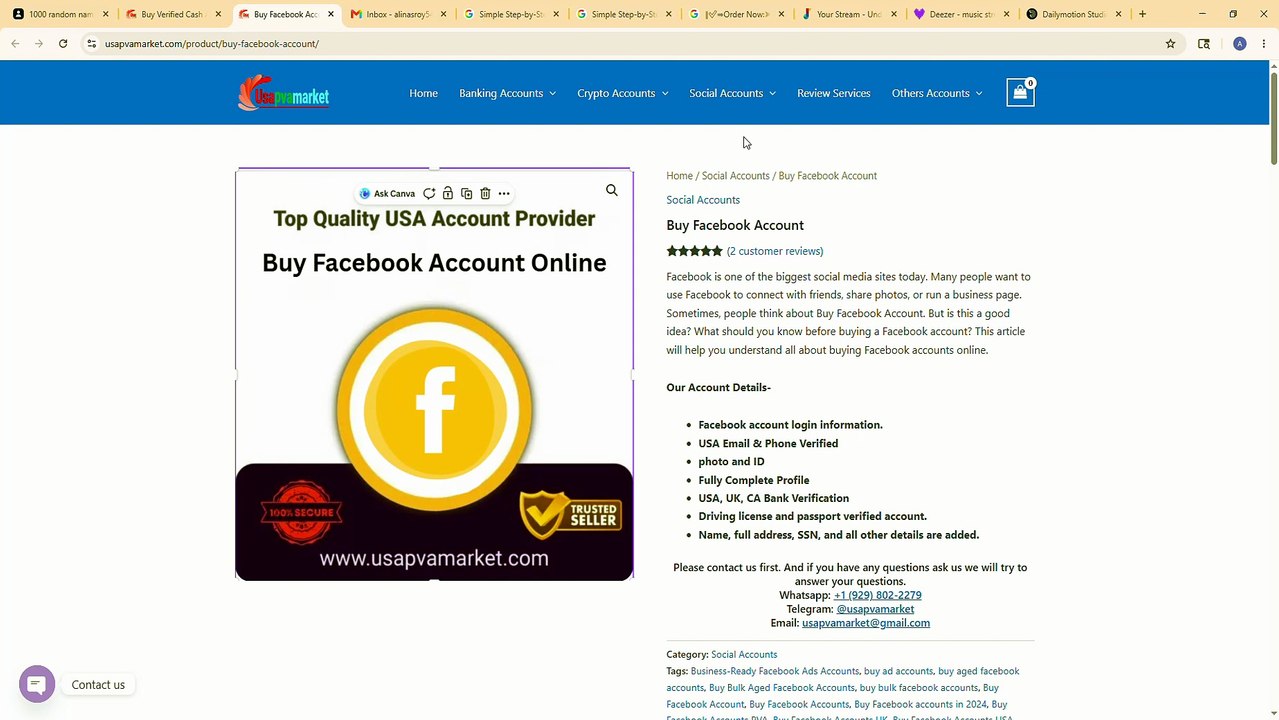 Buy Facebook Account - New Aged 100% Satisfaction From UsaPvaMarket