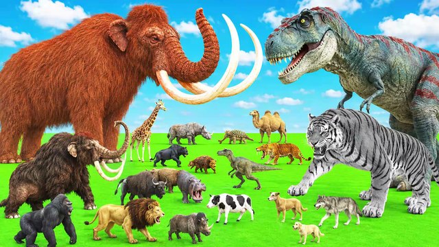 Animal Epic Mammoth Elephant Wolf vs T-Rex Epic Battle Challenge Giant Animal Revolt Battle Simula