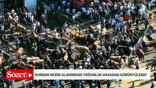 Sultangazi'de kurban kesim alanındaki yoğunluk havadan görüntülendi