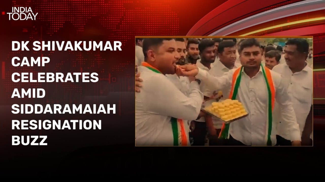 DKS supporters celebrate with dhols, sweets amid Siddaramaiah resignation buzz