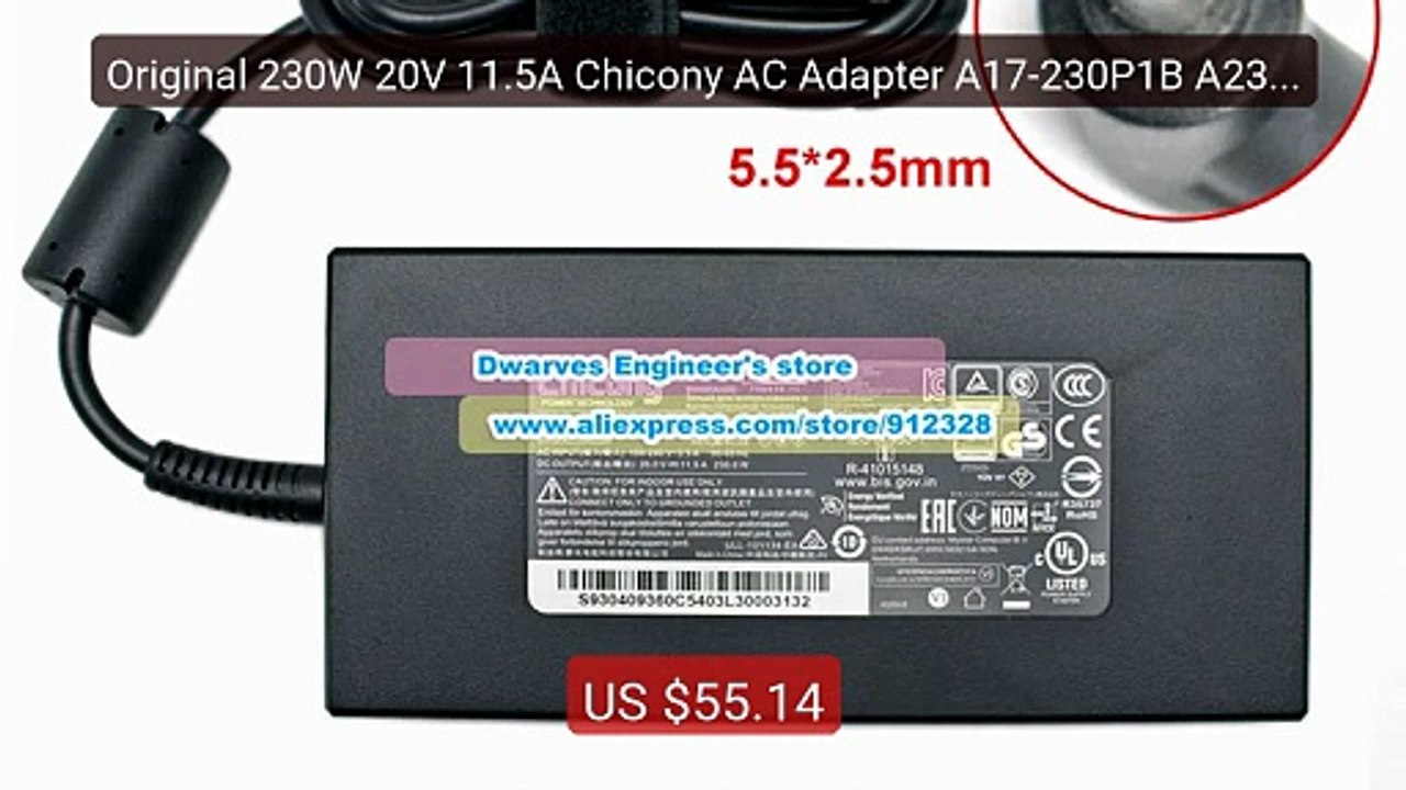 Original 230W 20V 11.5A Chicony AC Adapter A17-230P1B A230A038P Pow... -- Top Rated 2026 | Buy Now!