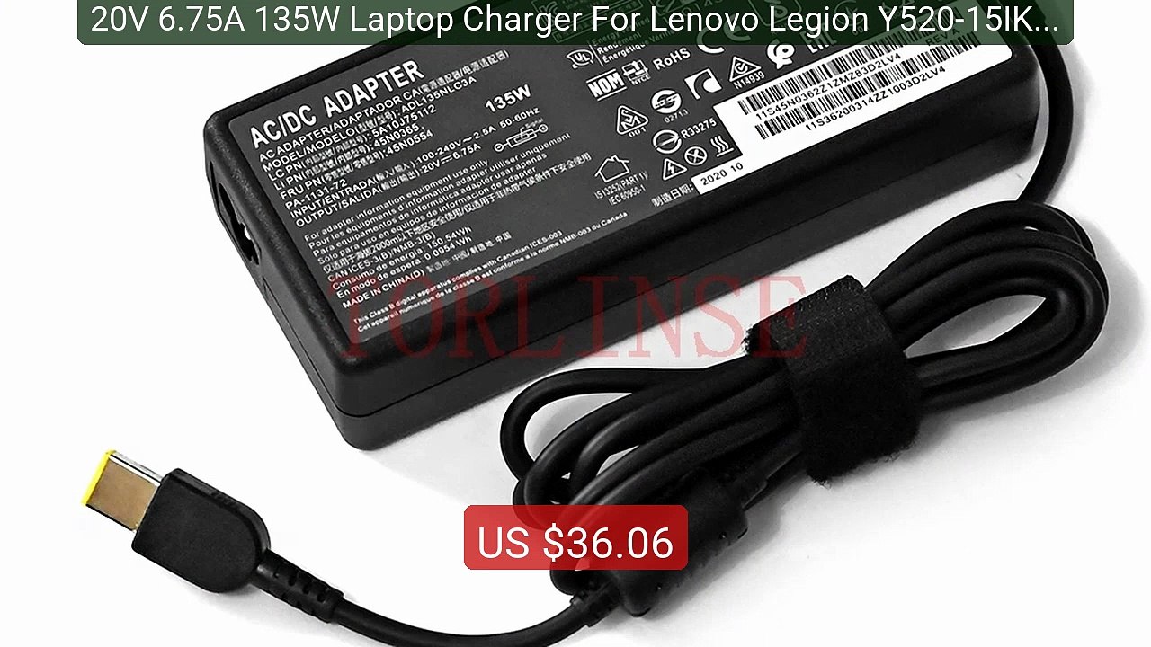 20V 6.75A 135W Laptop Charger For Lenovo Legion Y520-15IKBA Y5... -- Best Buy 2026 | Great Quality!