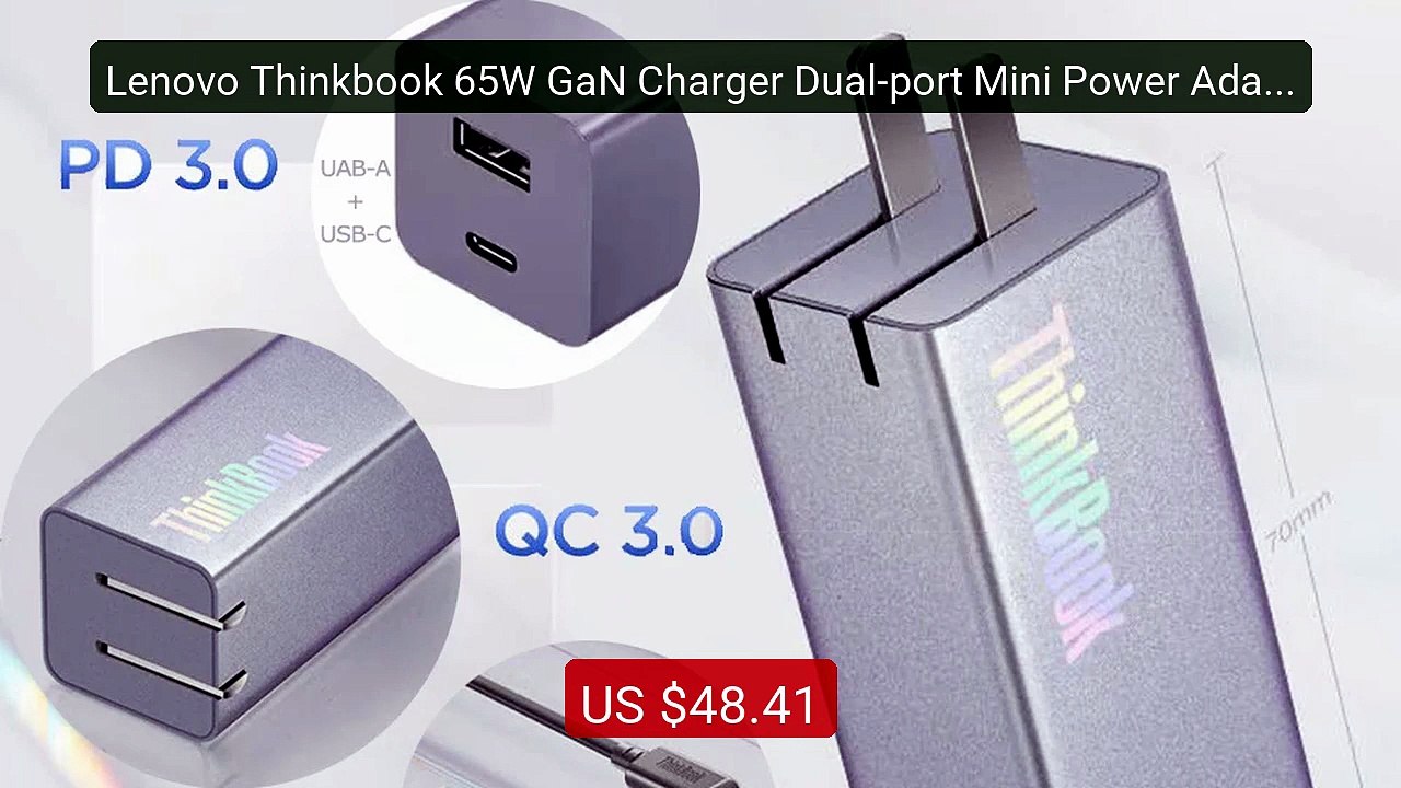 Lenovo Thinkbook 65W GaN Charger Dual-port Mini Power Adapter USBA... -- Best Deal 2026 | Shop Now!