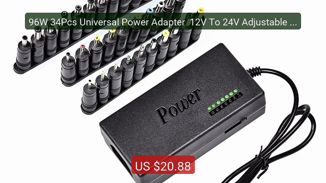 96W 34Pcs Universal Power Adapter 12V To 24V Adjustable Portable ... Best Deal 2026 | Shop Now!