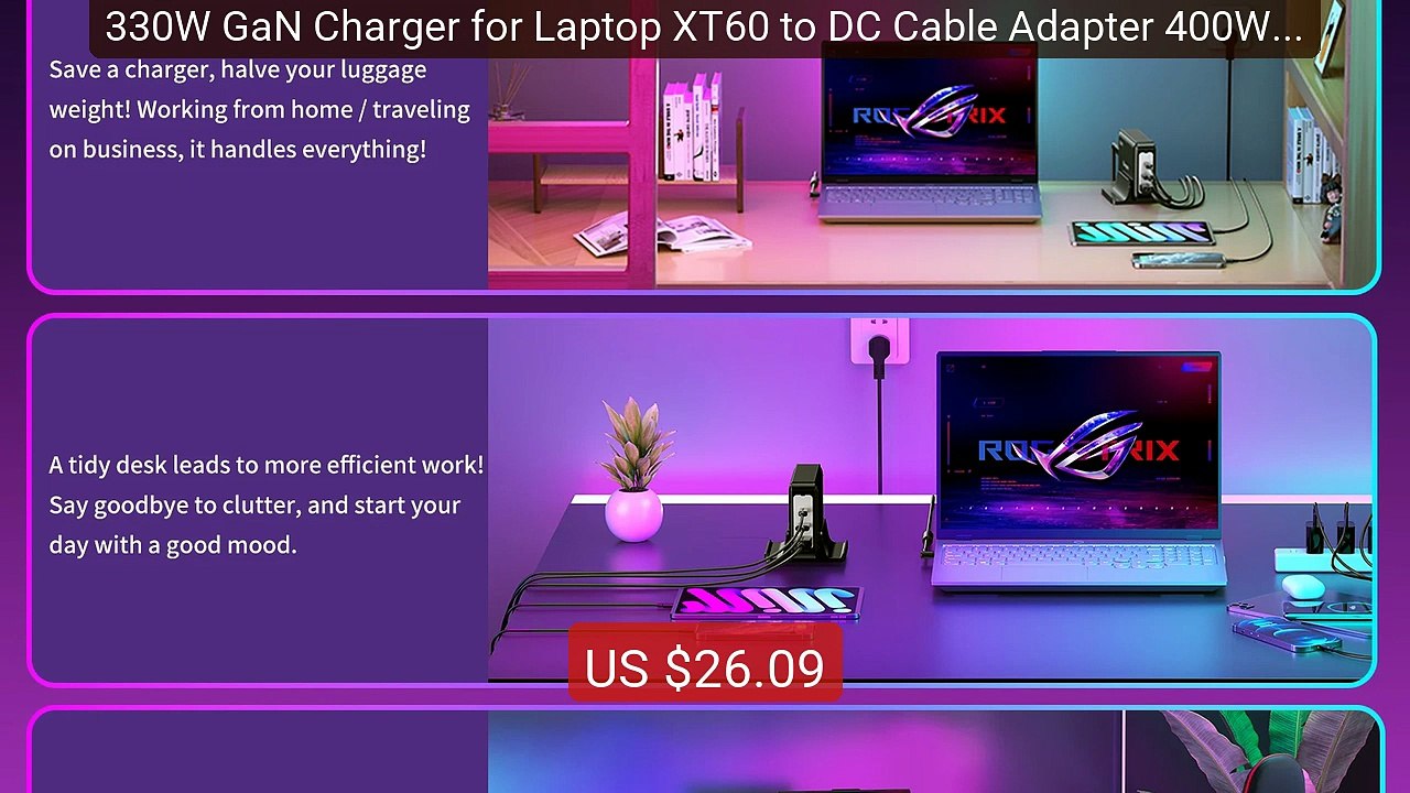 330W GaN Charger for Laptop XT60 to DC Cable Adapter 400W for Lenov... -- Top Rated 2026 | Buy Now!