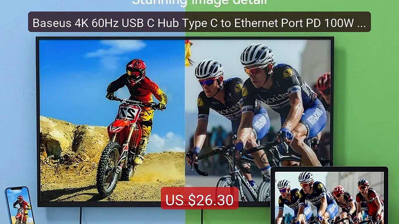 Baseus 4K 60Hz USB C Hub Type C to Ethernet Port PD 100W Adapt... -- Best Buy 2026 | Great Quality!