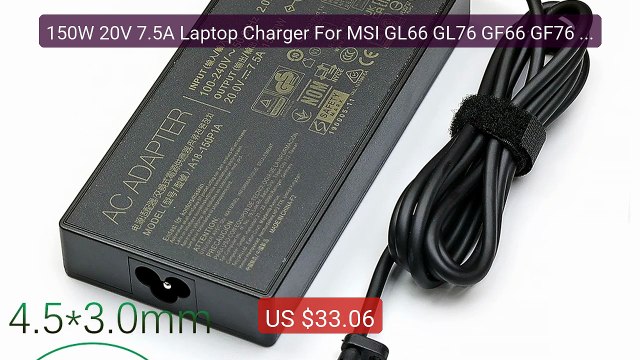 150W 20V 7.5A Laptop Charger For MSI GL66 GL76 GF66 GF76 15... Top Pick 2026 | Unbeatable Price!