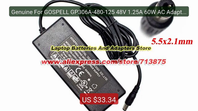 Genuine For GOSPELL GP306A-480-125 48V 1.25A 60W AC Adapter f... Amazing Value 2026 | Must Have!