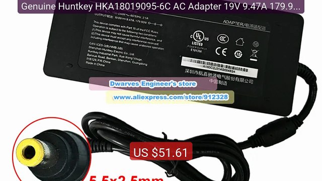 Genuine Huntkey HKA18019095-6C AC Adapter 19V 9.47A 179.93W... Top Pick 2026 | Unbeatable Price!