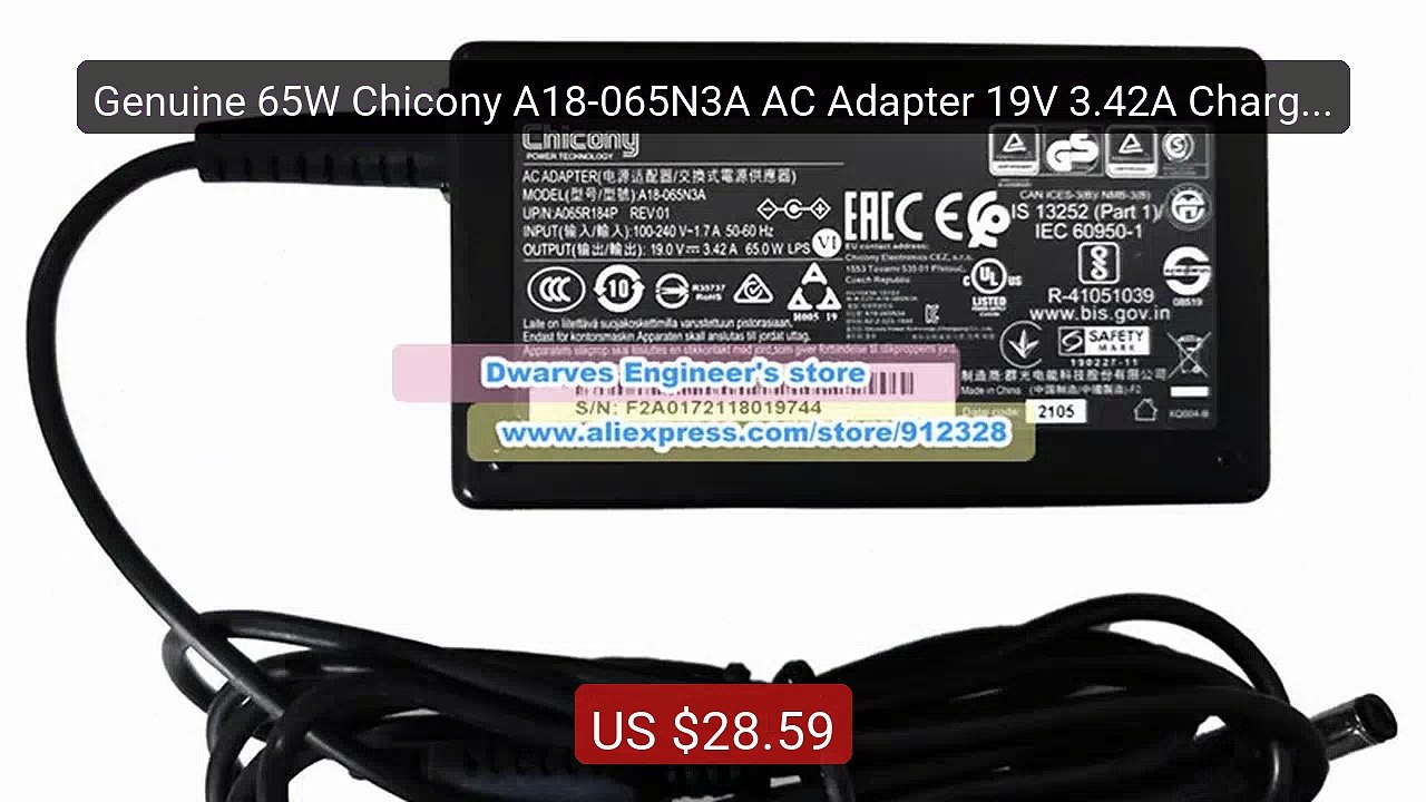 Genuine 65W Chicony A18-065N3A AC Adapter 19V 3.42A Charger fo... -- Best Buy 2026 | Great Quality!