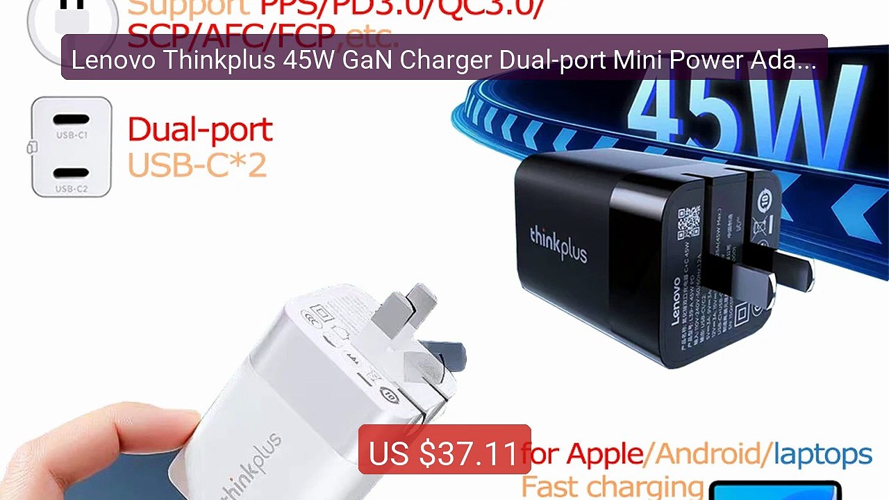 Lenovo Thinkplus 45W GaN Charger Dual-port Mini Power Adapter For i... -- Top Rated 2026 | Buy Now!