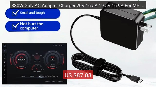 330W GaN AC Adapter Charger 20V 16.5A 19.5V 16.9A For MSI Raider GE... Top Rated 2026 | Buy Now!