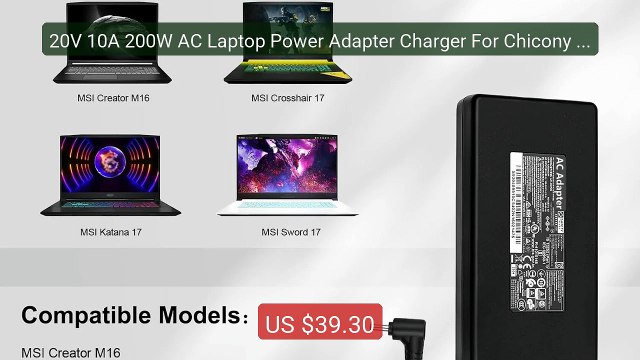 20V 10A 200W AC Laptop Power Adapter Charger For Chicony A15-200P4B... Top Rated 2026 | Buy Now!