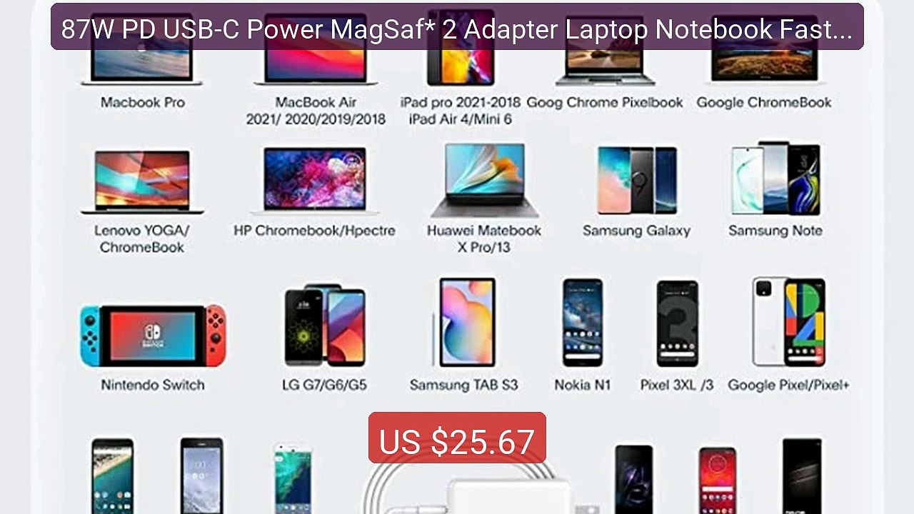 87W PD USB-C Power MagSaf* 2 Adapter Laptop Notebook Fast Char... -- Best Buy 2026 | Great Quality!