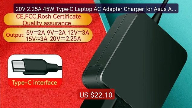20V 2.25A 45W Type-C Laptop AC Adapter Charger for Asus ADP-4... Amazing Value 2026 | Must Have!