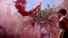 La gran fiesta de la afición del Rayo Vallecano en Leipzig