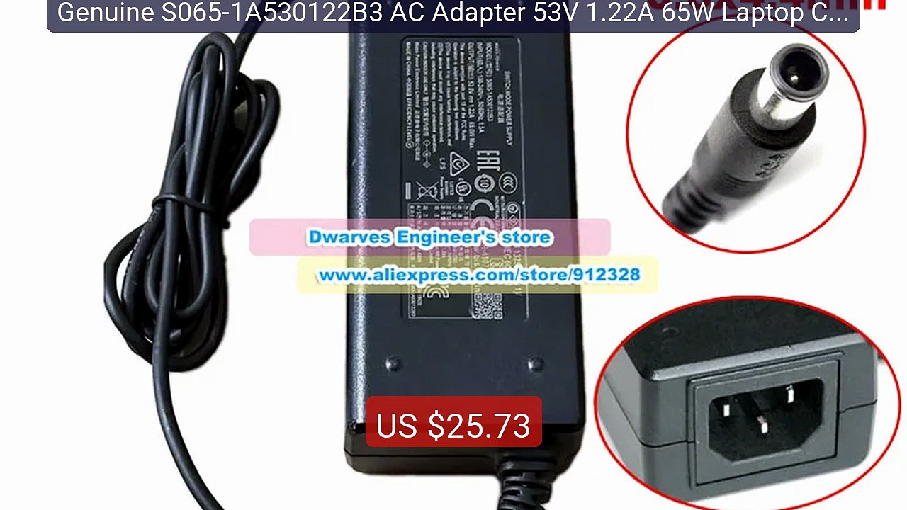 Genuine S065-1A530122B3 AC Adapter 53V 1.22A 65W Laptop Cha... -- Top Pick 2026 | Unbeatable Price!
