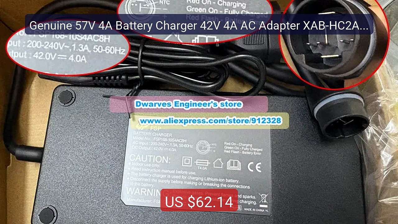 Genuine 57V 4A Battery Charger 42V 4A AC Adapter XAB-HC2A1 FSP168-... -- Best Deal 2026 | Shop Now!