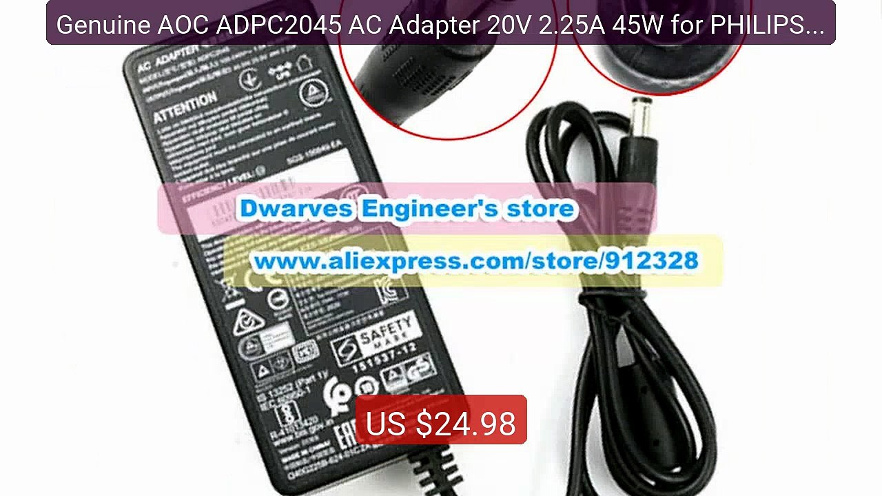 Genuine AOC ADPC2045 AC Adapter 20V 2.25A 45W for PHILIPS 278... -- Amazing Value 2026 | Must Have!