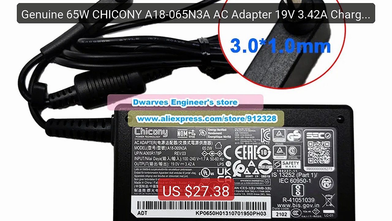 Genuine 65W CHICONY A18-065N3A AC Adapter 19V 3.42A Charger fo... -- Best Buy 2026 | Great Quality!
