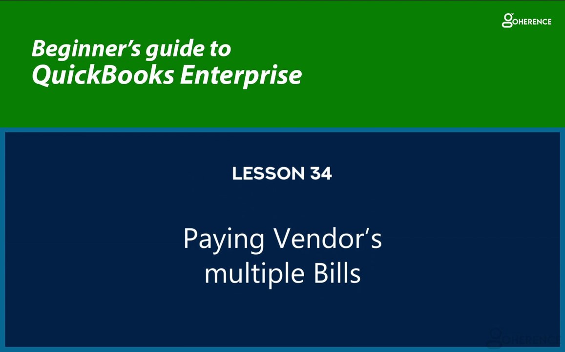 34 - Paying Vendor's multiple Bills