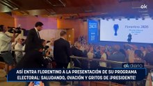 Así entra Florentino a la presentación de su programa electoral: saludando, ovación y gritos de ¡presidente!