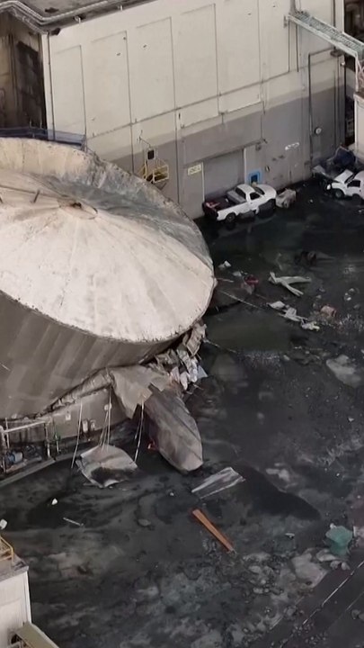 Drone footage reveals aftermath of chemical tank blast - video Dailymotion