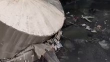 Drone footage reveals aftermath of chemical tank blast