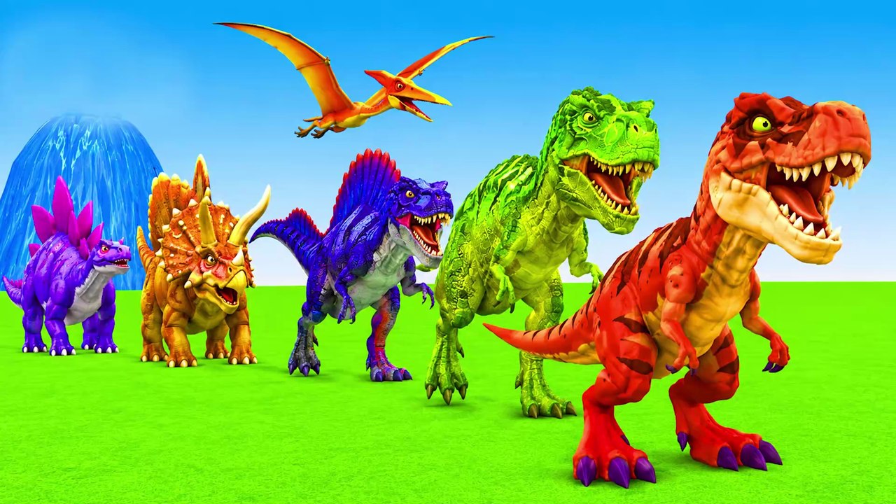 Paint Animals Dinosaur T Rex Herbivores and Carnivores Dinosaurs Fountain Crossing Animal Cartoon