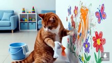 Mama Cat Trims Fur on the Farm and Makes Tiger Hat For Kittens At Home🐾🎩🐯_13