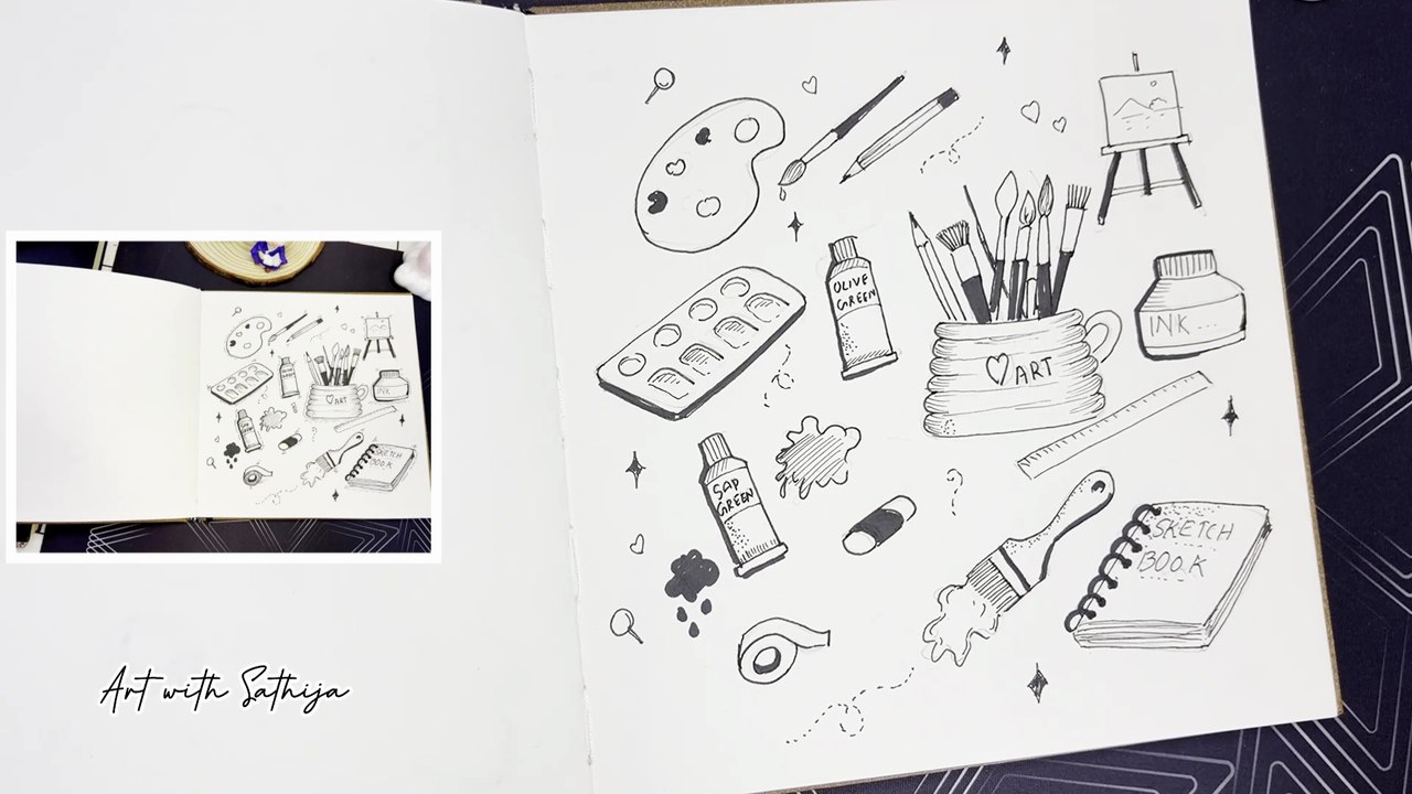 Easy Art Supplies Doodle for Beginners | Relaxing Drawing