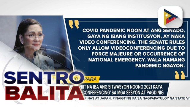 Sen. Hontiveros, iginiit na dapat pumasok, humarap sa publiko at magtrabaho ang isang senador; Sen. Marcoleta, ipinaliwanag ang isinusulong na resolusyon | ulat ni Bernard Ferrer