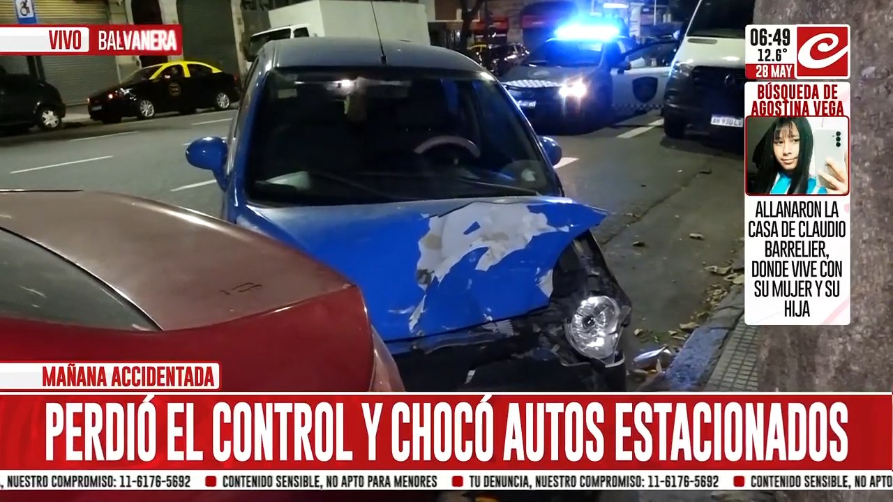 Tremendo accidente en Balvanera: perdió el control y terminó chocando a varios autos estacionados