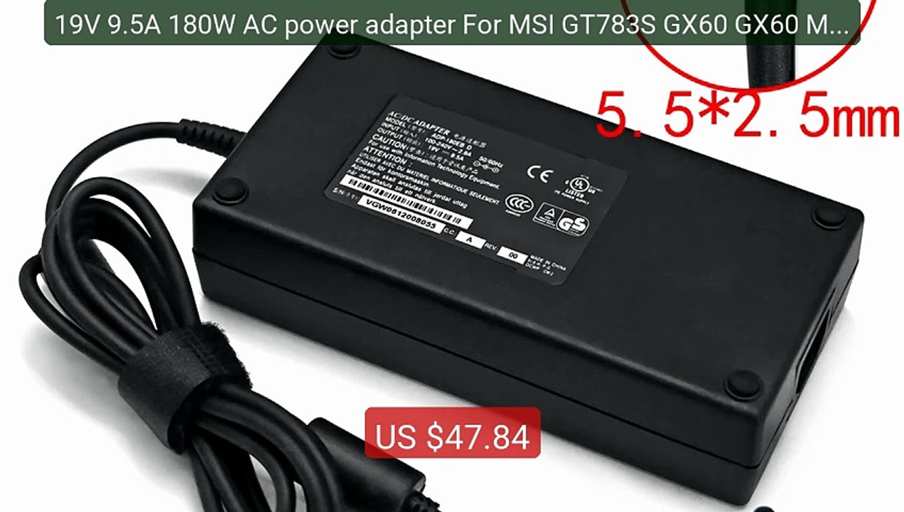 19V 9.5A 180W AC power adapter For MSI GT783S GX60 GX60 MS-16... -- Amazing Value 2026 | Must Have!
